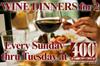 Wine Dinners Sun. Dec. 9 – Tues. Dec. 11